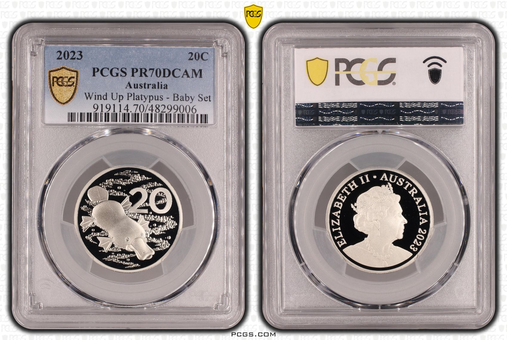 Wind Up Platypus - Baby Set, Twenty Cent, 2023, PCGS PR70DCAM