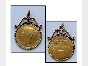 1858 AUSTRALIA HALF SOVEREIGN ON MOUNT