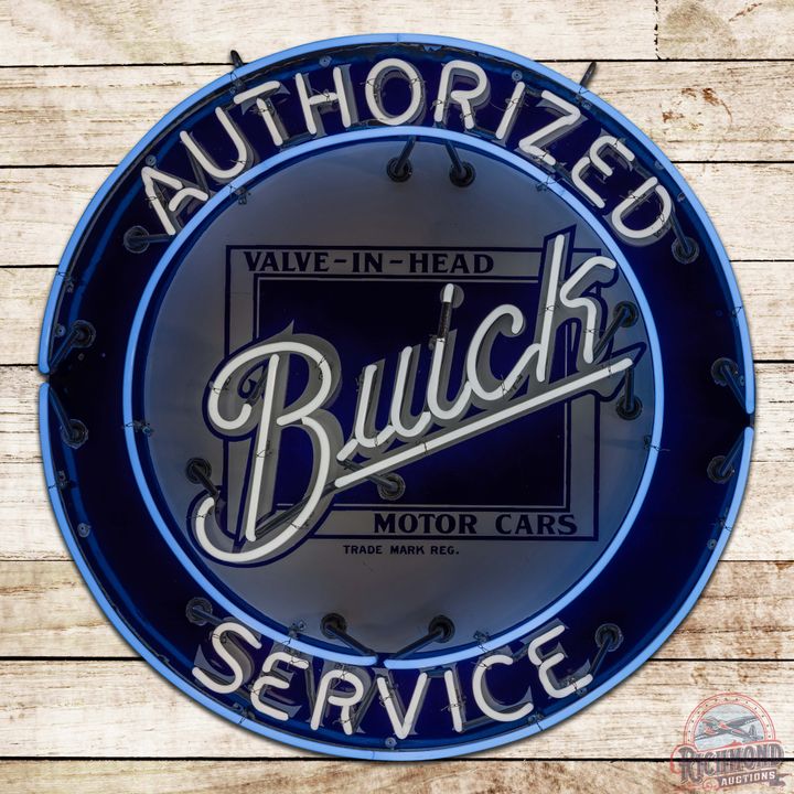 Buick Motor Cars Authorized Service "Valve in Head" 42" Single Sided Porcelain Neon Sign
