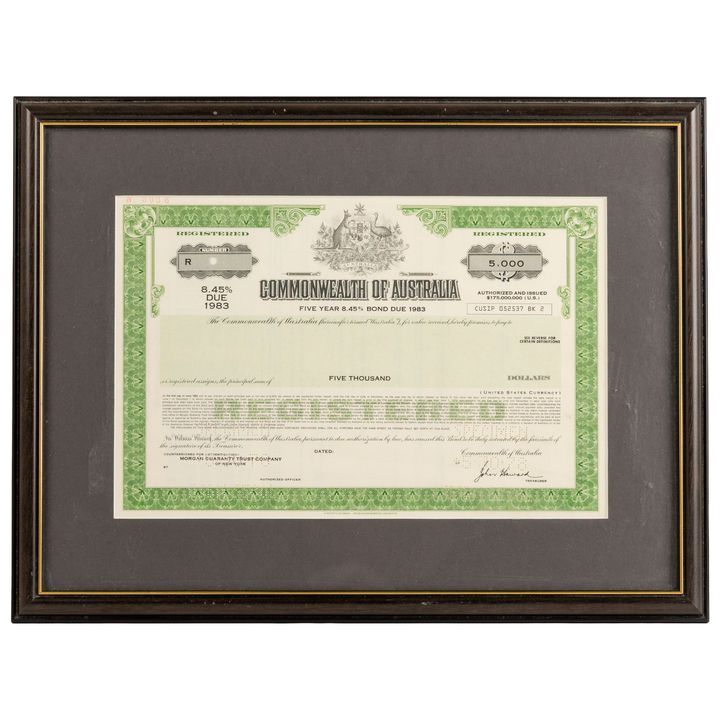 Commonwealth of Australia Treasury Bond (Unissued), Five Thousand Dollars, 1983, UNC