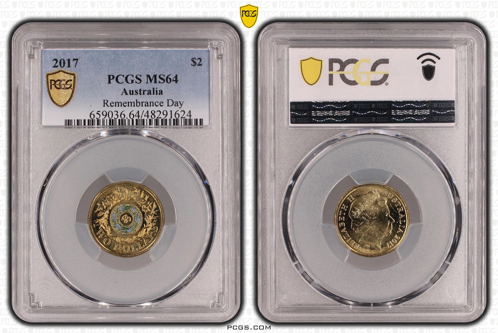 Remembrance Day Colourised, Two Dollar, 2017, PCGS MS64