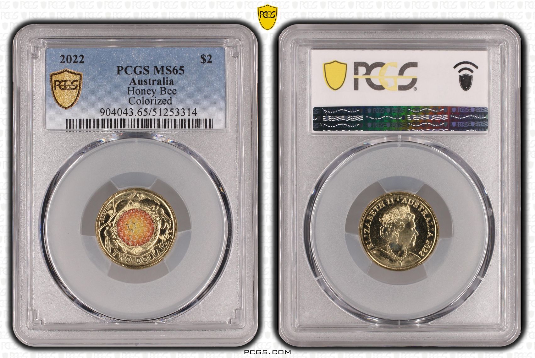 Honey Bee Colorized, Two Dollar, 2022, PCGS MS65