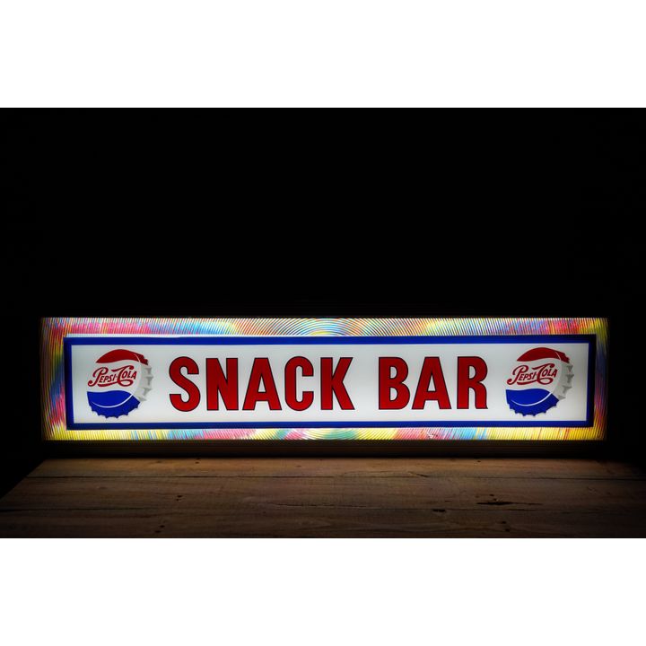 Pepsi Cola "SNACK BAR" Twin Bottle Caps Psychedelic Lighted Sign TAC 9