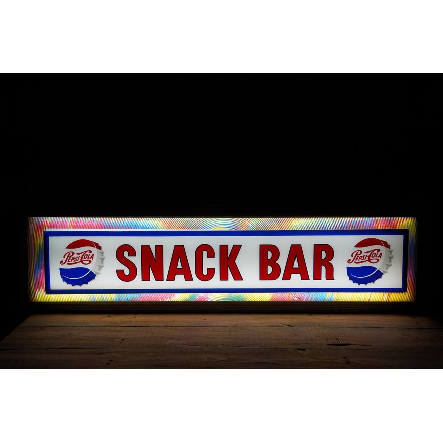 Pepsi Cola "SNACK BAR" Twin Bottle Caps Psychedelic Lighted Sign TAC 9