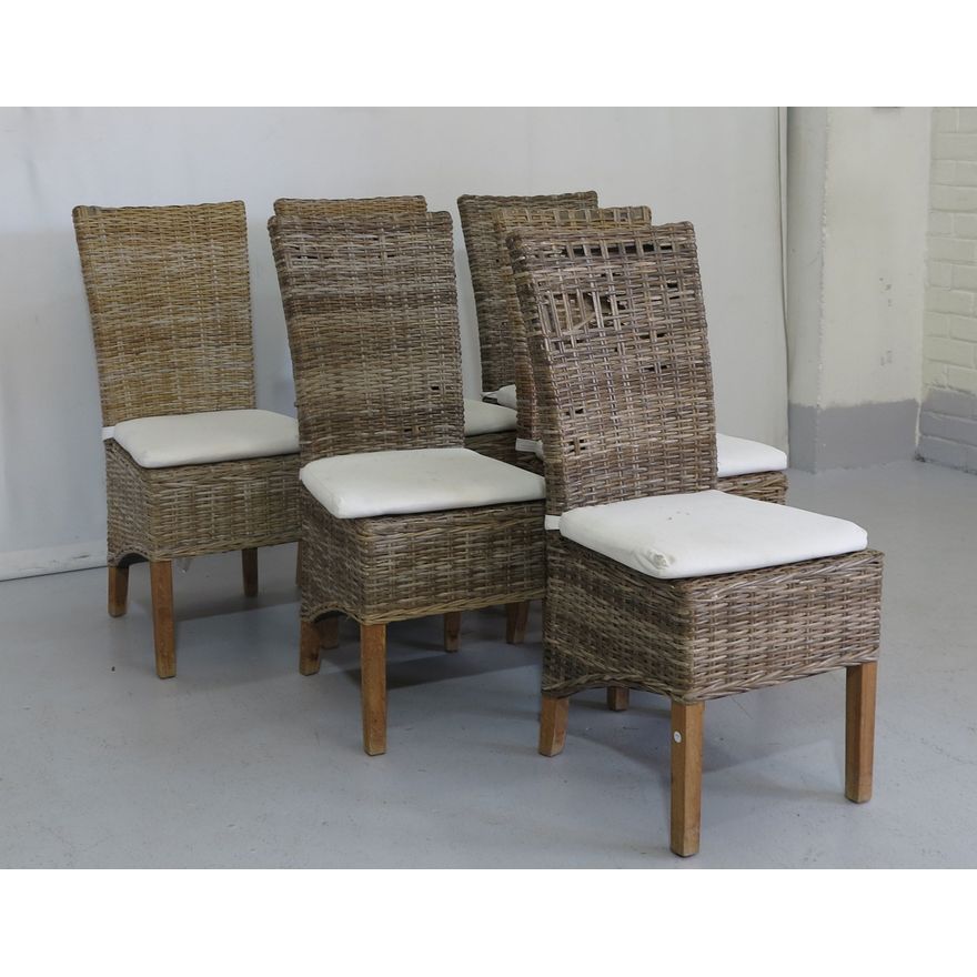 SET OF 6 WICKER DINING CHAIRS