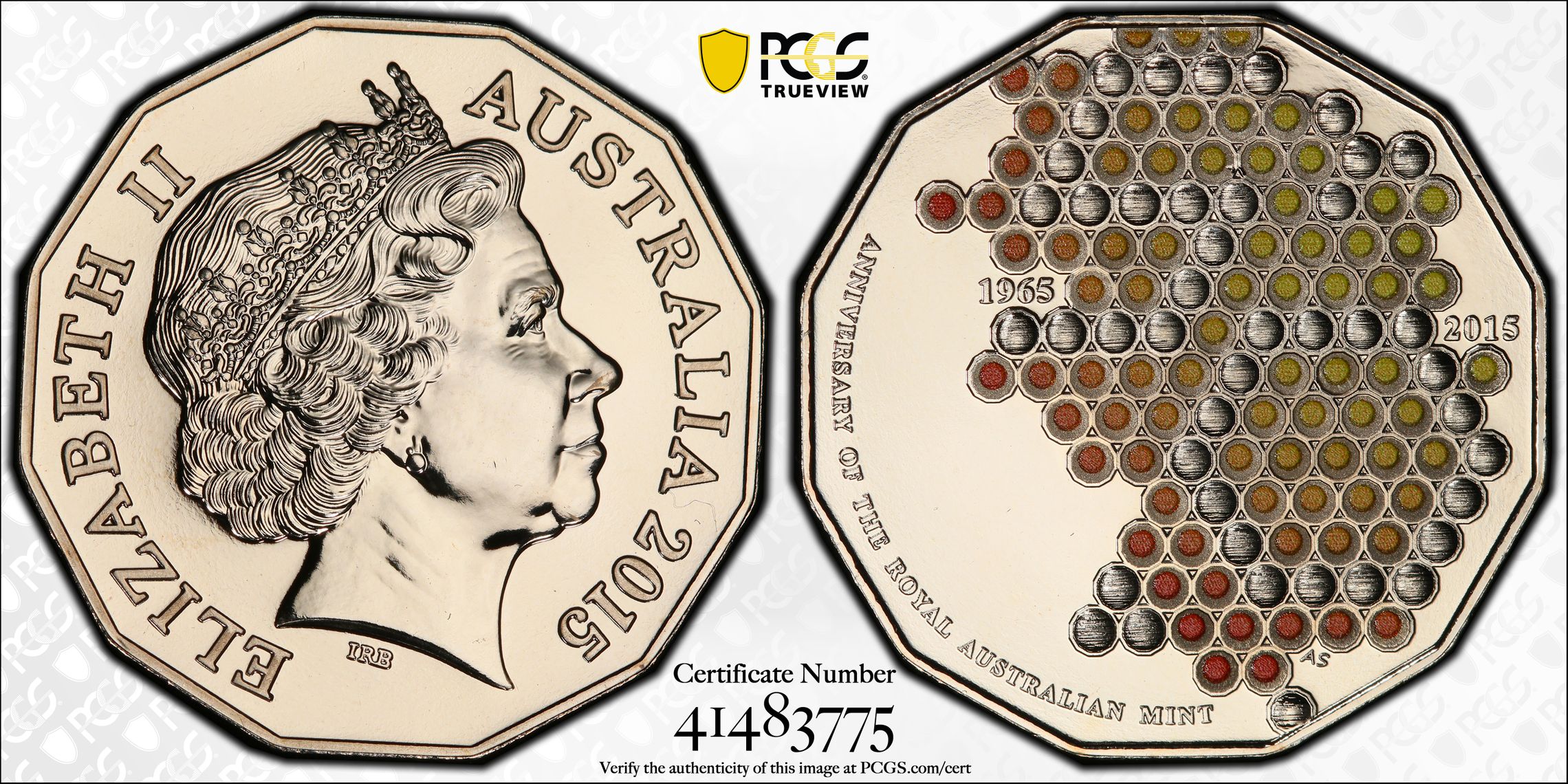 120 · RAM 50th Anniversary Colorized , Fifty Cent, 2015, PCGS MS68