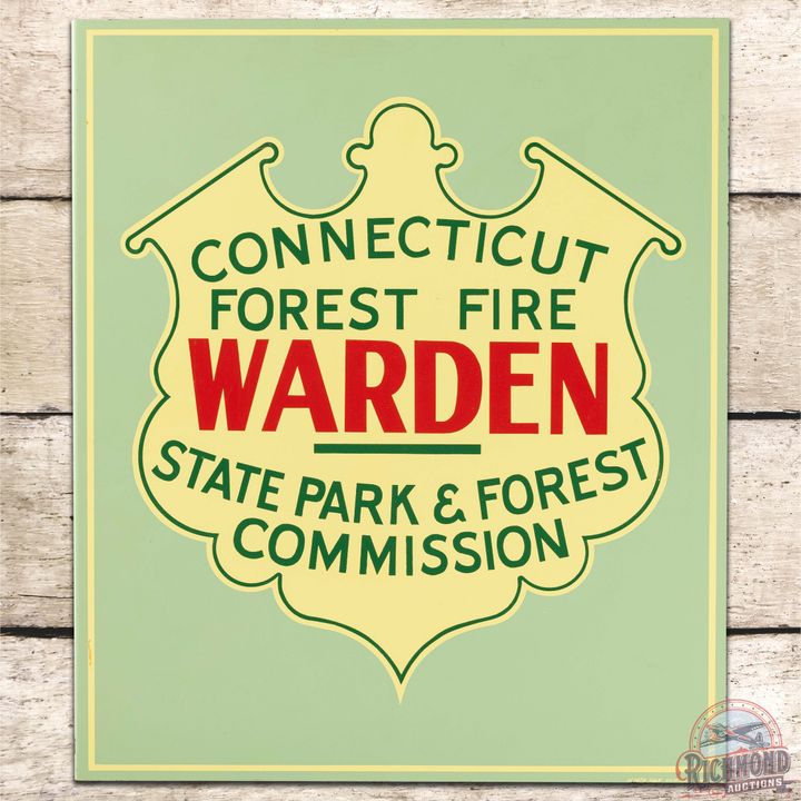 NOS Connecticut Forest Fire Warden State Park & Forest Commission DS Tin Flange Sign