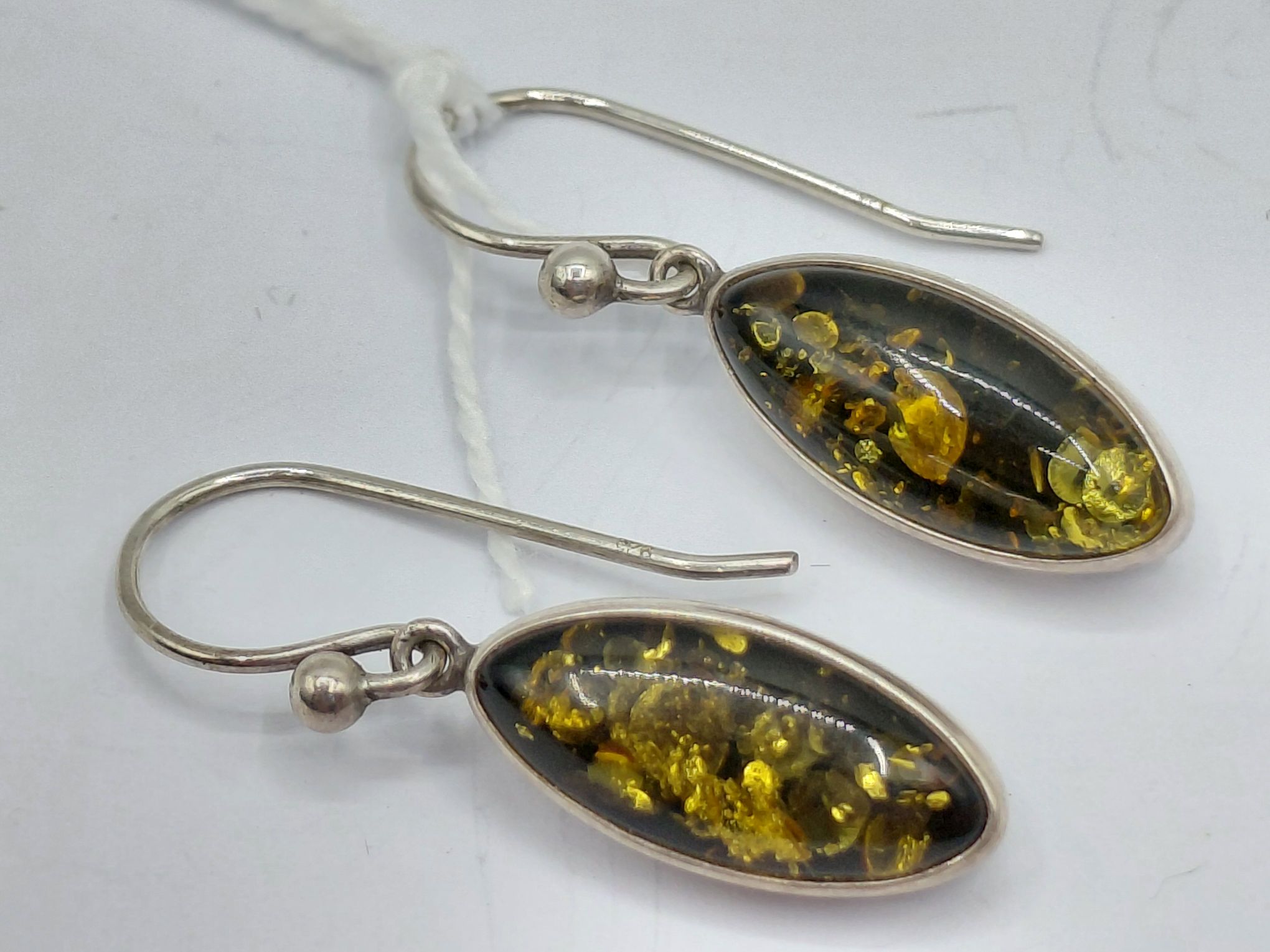 Sterling Silver Amber Set Earrings