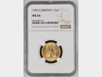 1959 PRE-DECIMAL GOLD SOVEREIGN MS64