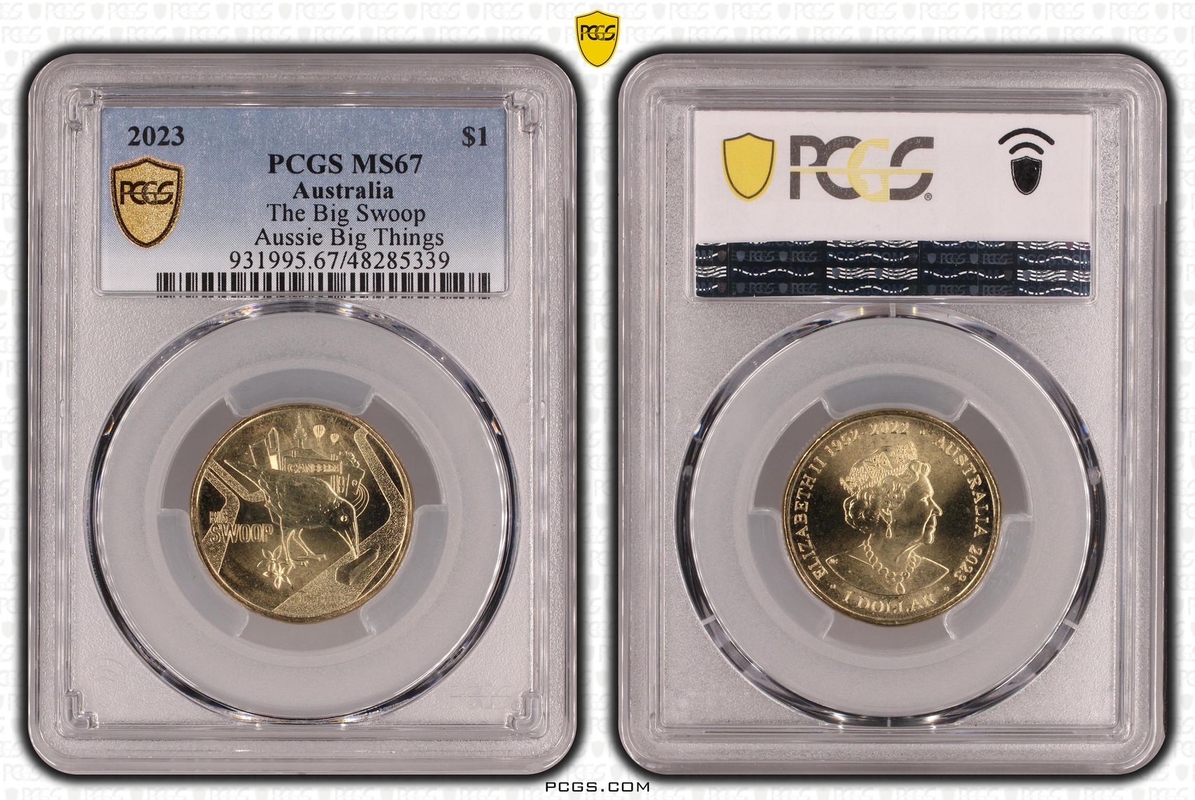 333 · Elizabeth II, The Big Swoop Aussie Big Things , One Dollar, 2023, PCGS MS67