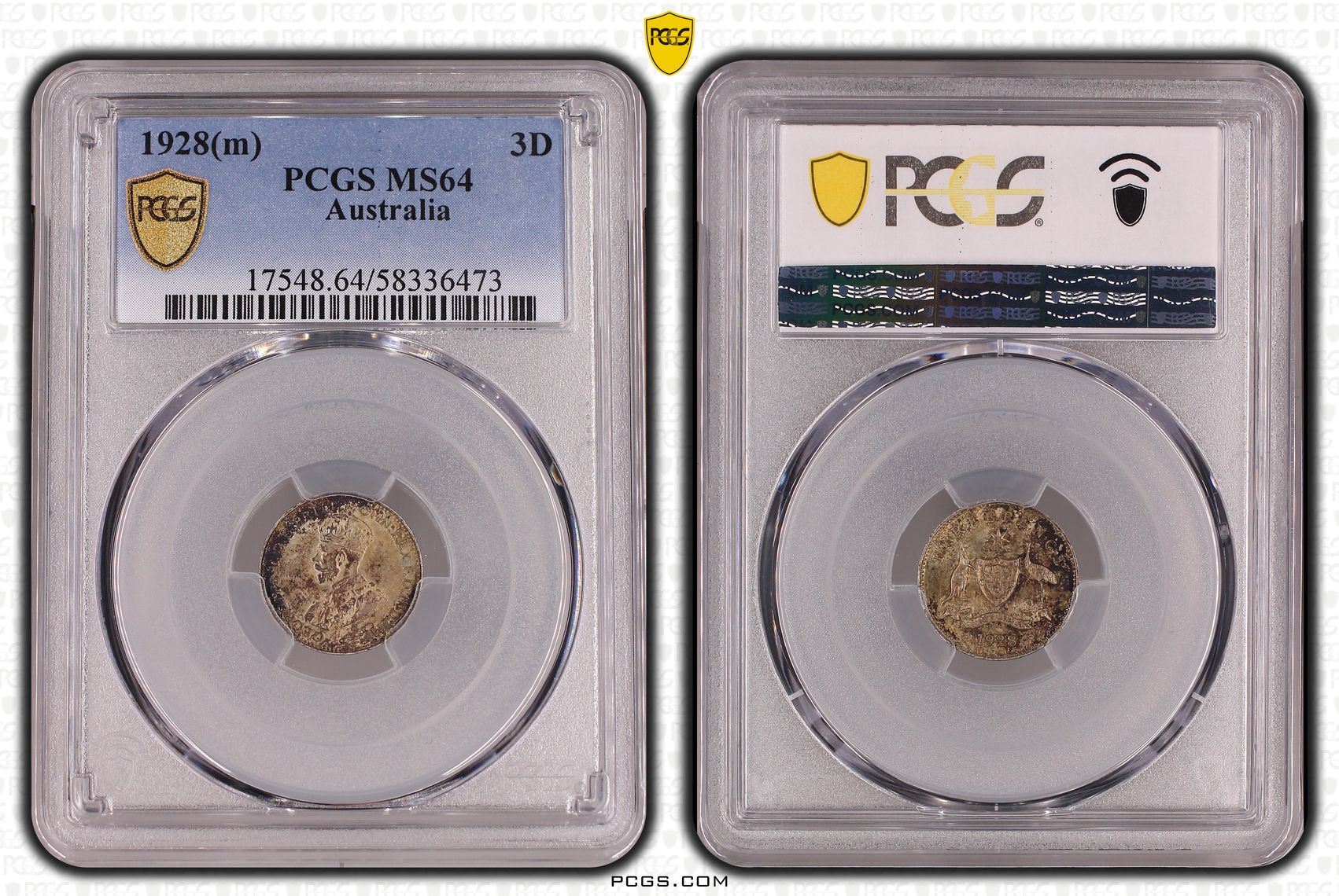 George V, Threepence, 1928, PCGS MS64