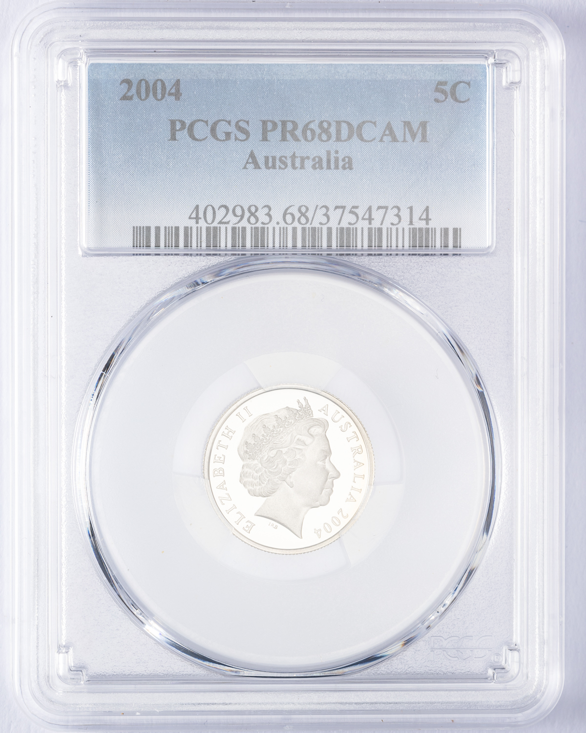 Elizabeth II, Five Cent, 2004, PCGS PR68DCAM