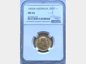 1902 EDWARD VII MELBOURNE MINT GOLD SOVEREIGN MS62