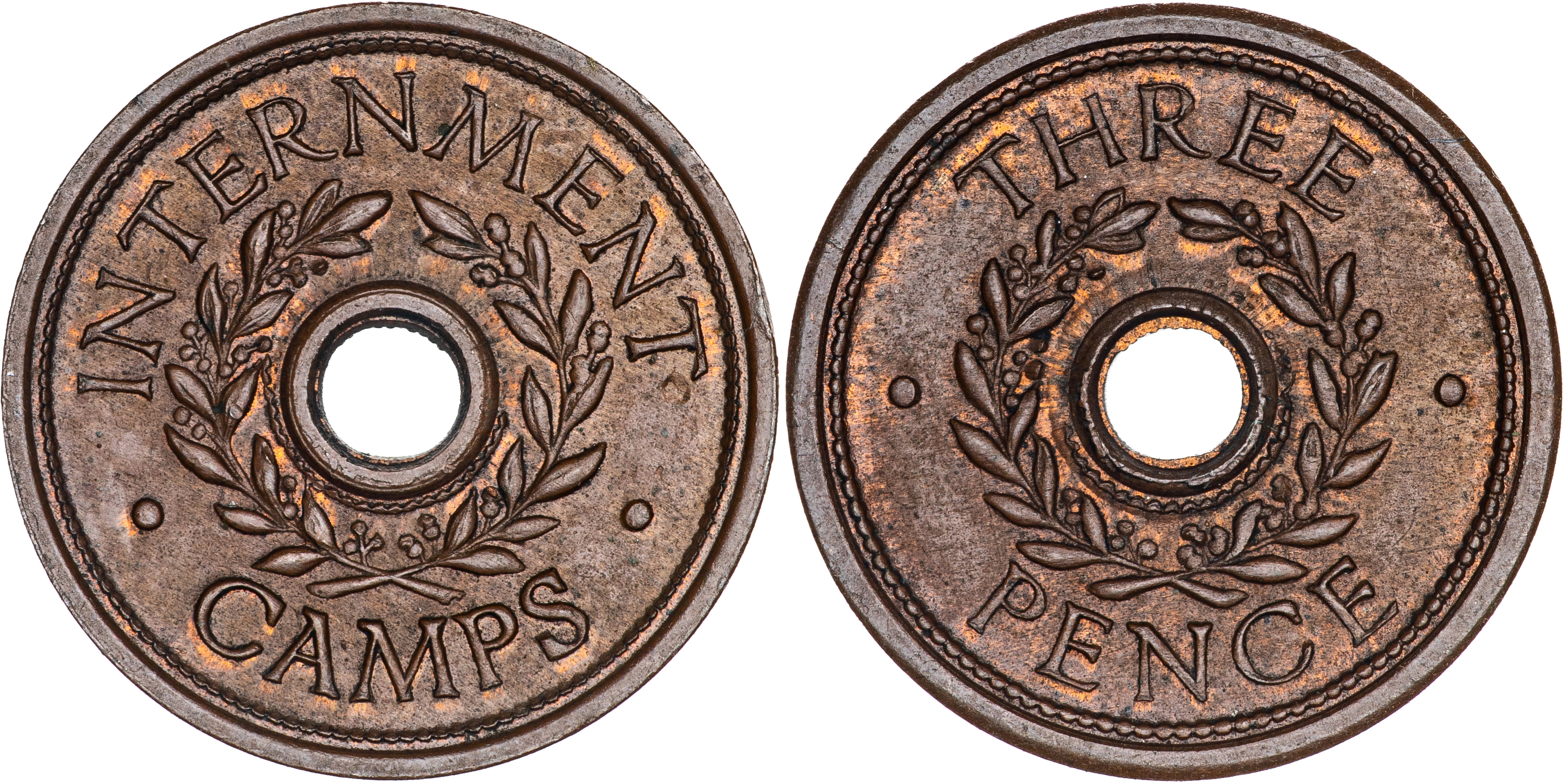 Hay Internment Camp, Threepence, 1943, UNC