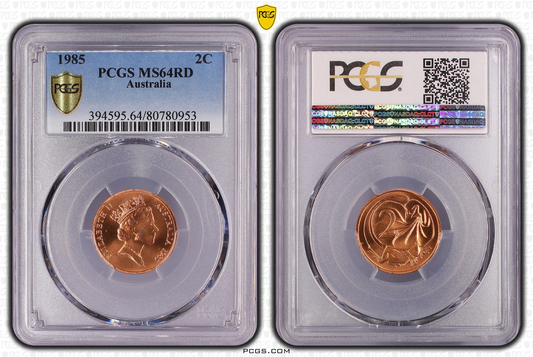 Elizabeth II, Two Cent, 1985, PCGS MS64RD