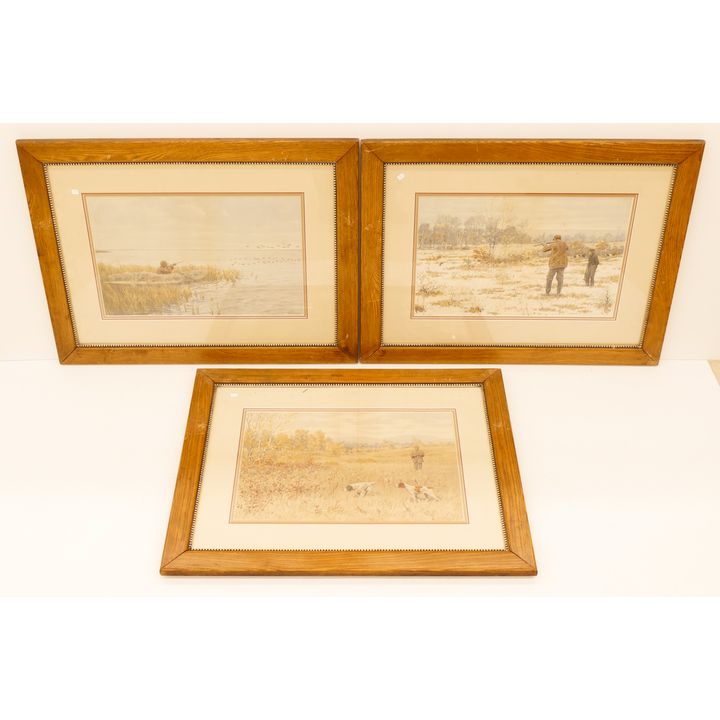 3pc Arthur B. Frost (1851-1928 American) ''Hunting Scene''  Framed- 23''x30'' each