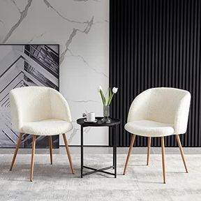 Set of 2 Modern Design Ergonomic Rounded Seat Dining Chairs - White - dirty/legs rubber missing