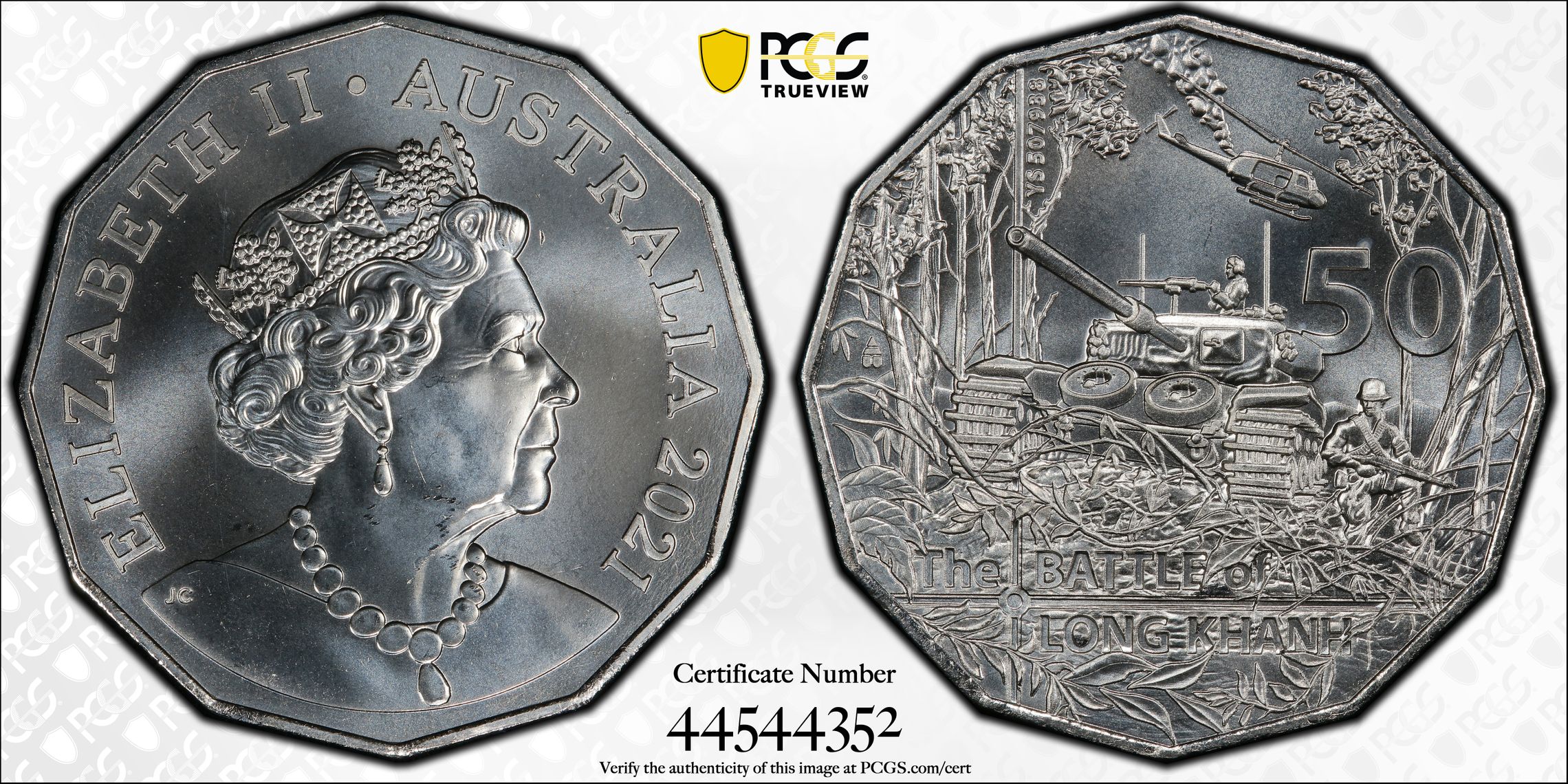 2021 Australia Fifty Cent, 50c Battle of Long Khanh PCGS - MS68 -352