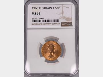 1965 ELIZABETH II 'GILLICK' PRE-DECIMAL GOLD SOVEREIGN MS65