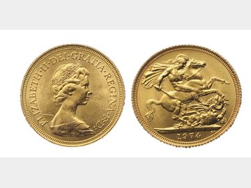 1974 Queen Elizabeth II Decimal Gold Sovereign.
