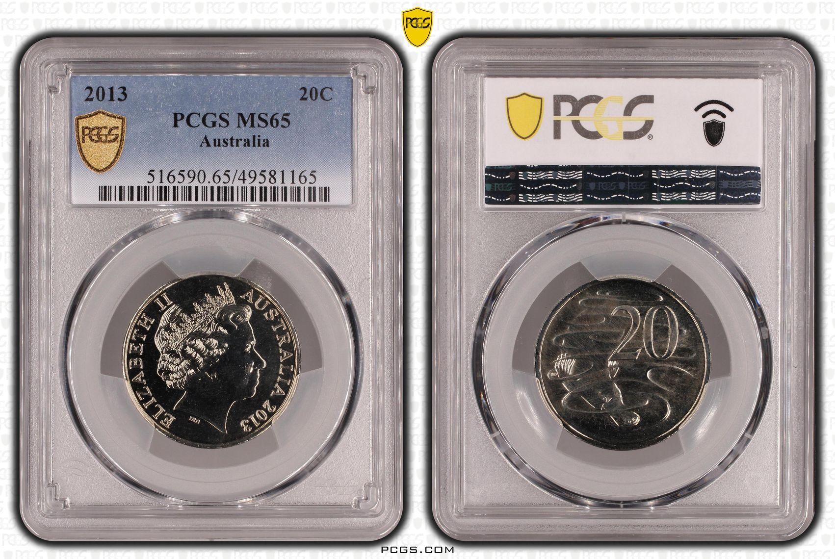 145 · Elizabeth II, Twenty Cent, 2013, PCGS MS65
