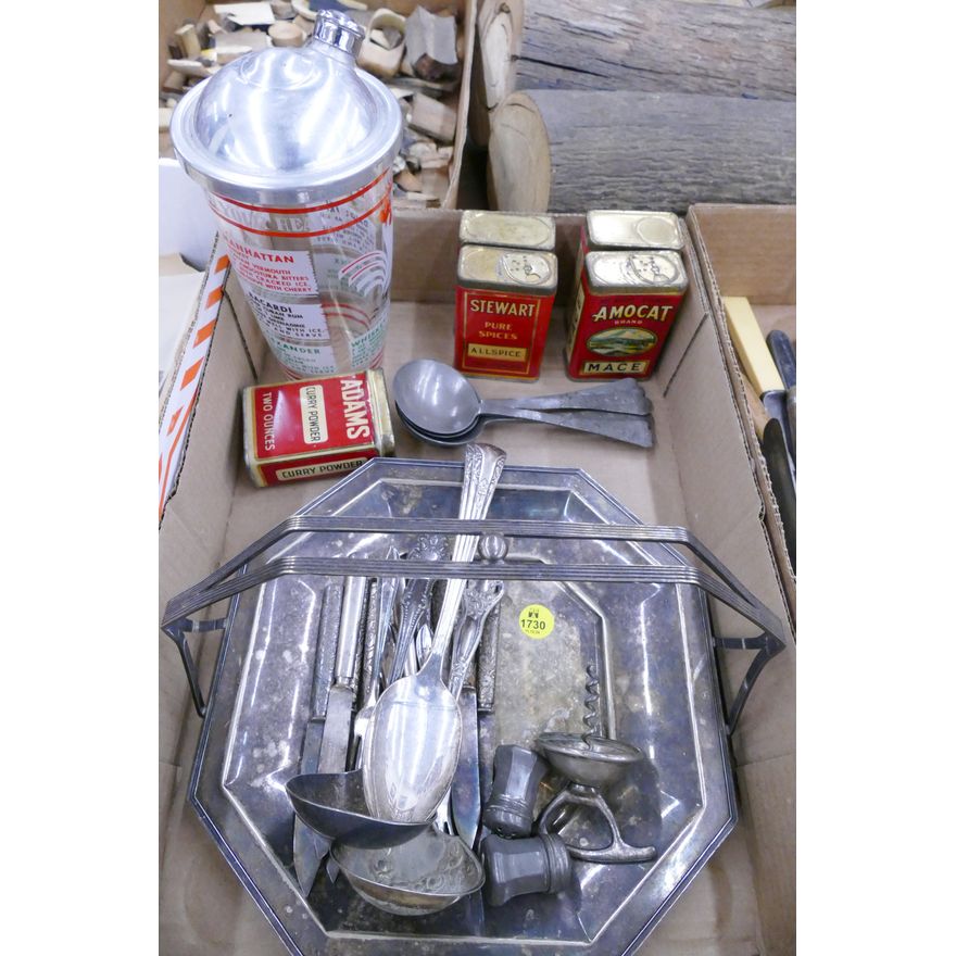 Box Old Spice Tins and Silverplate