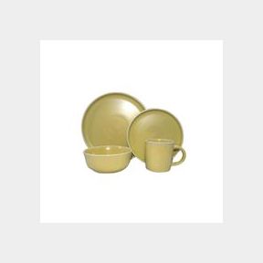 Dream World 16 Piece Minimalist Coupe Stoneware Dinner Set Yellow |