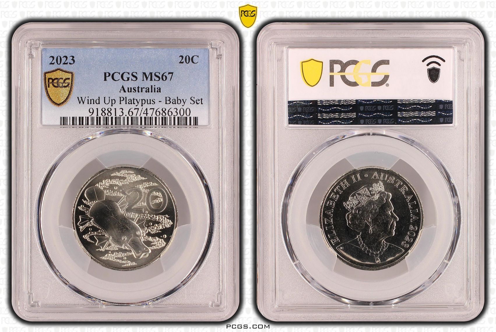 Wind Up Platypus - Baby Set , Twenty Cent, 2023, PCGS MS67