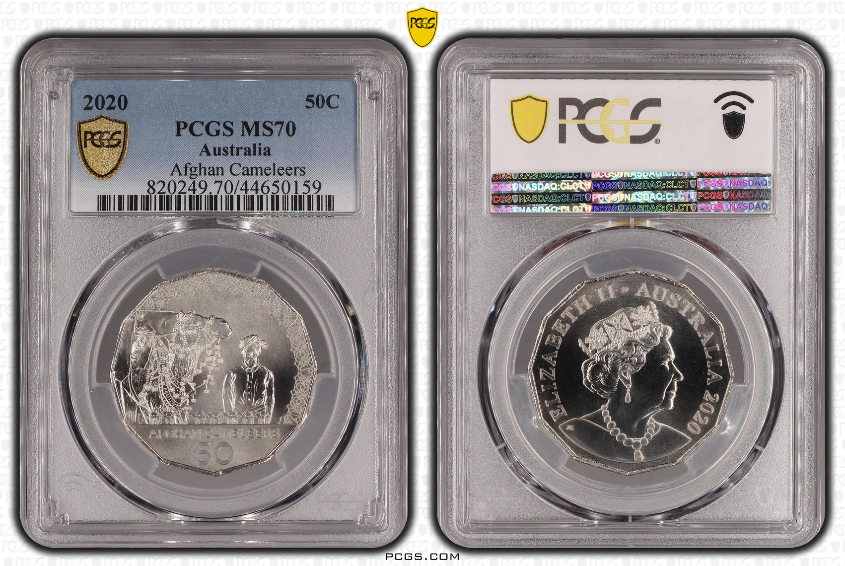 2020 Australia Fifty Cent, 50c Afghan Cameleers PCGS - MS70 POP 5/0 -159