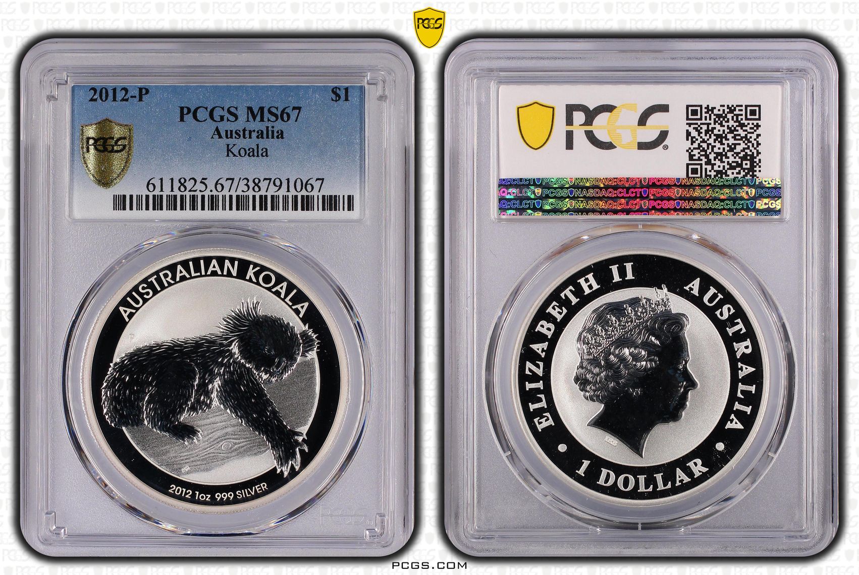 2012-P Australia One Dollar, $1 Silver Koala PCGS - MS67 -067