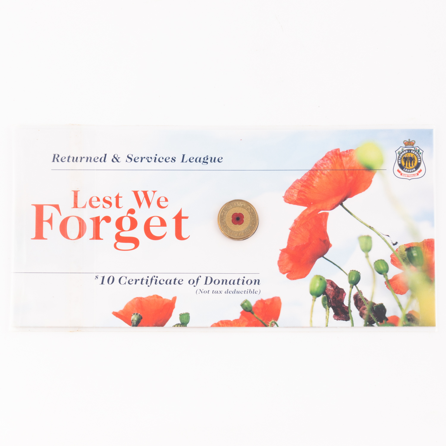 Elizabeth II, Lest We Forget - RSL Card, Two Dollars, 2012, UNC