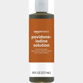 AMAZON BASICS FIRST AID ANTISEPTIC, 10% POVIDONE IODINE SOLUTION FIRST AID ANTISEPTIC, UNFLAVORED, 8 FLUID OUNCES, 1-PACK (PREVIOU
