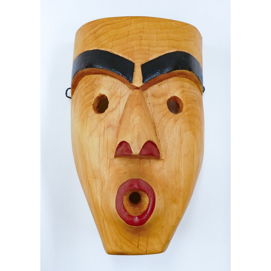Gene Jones (S'klallam) ''Wind Mask'' Carved Cedar 10''x6.5''