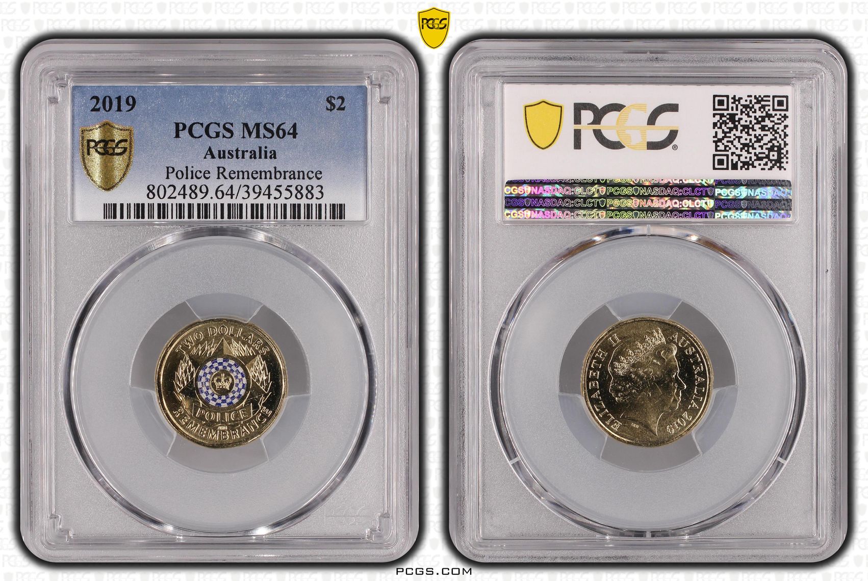 Elizabeth II, Police Remembrance, Two Dollar, 2019, PCGS MS 64