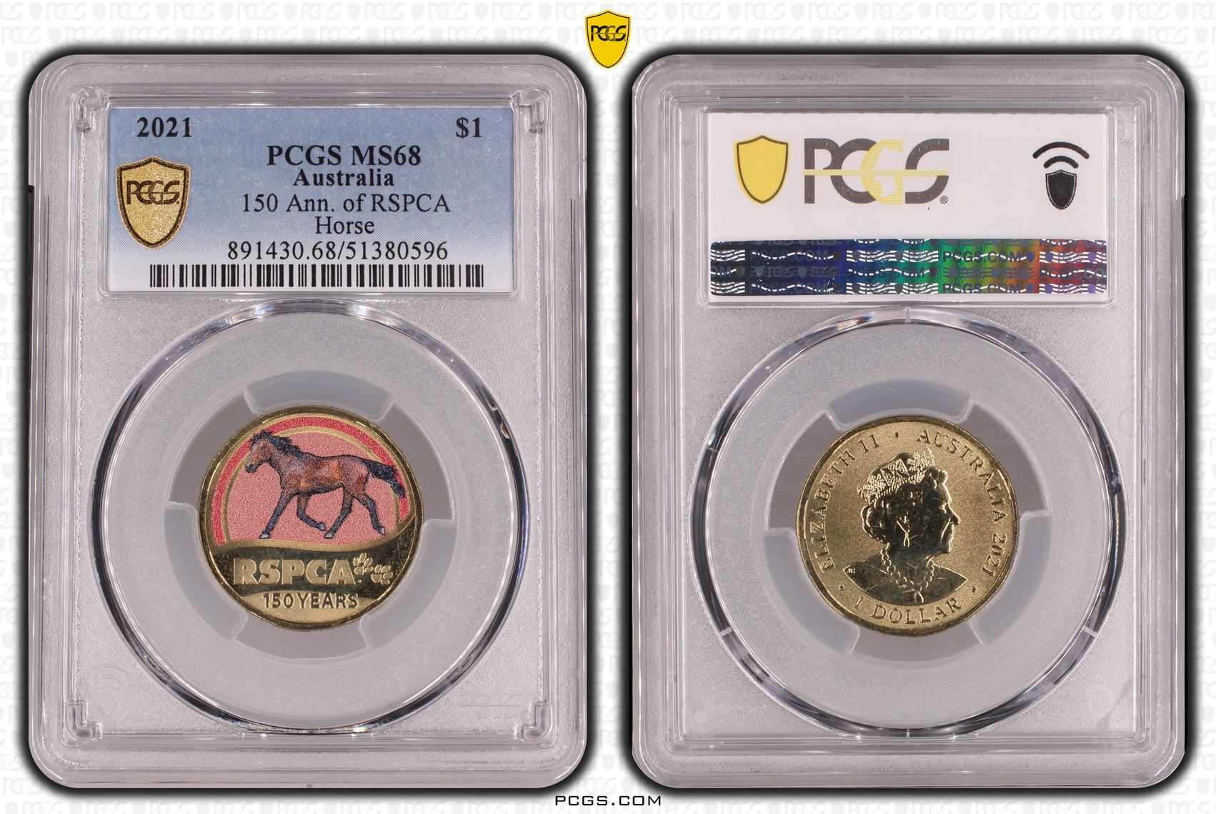 150 Ann. of RSPCA Horse, One Dollar, 2021, PCGS MS68
