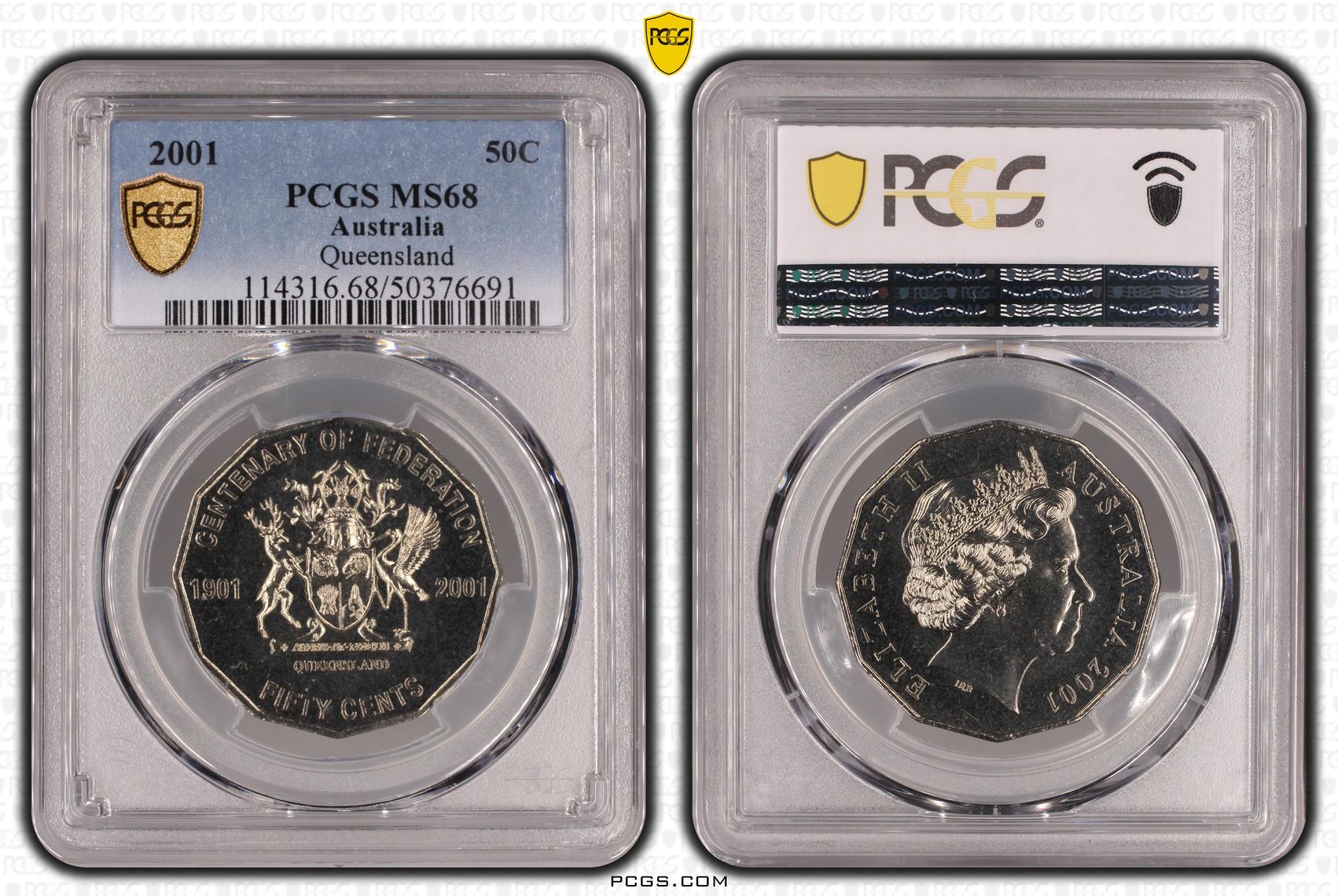 Queensland POP 18/0, Fifty Cent, 2001, PCGS MS68