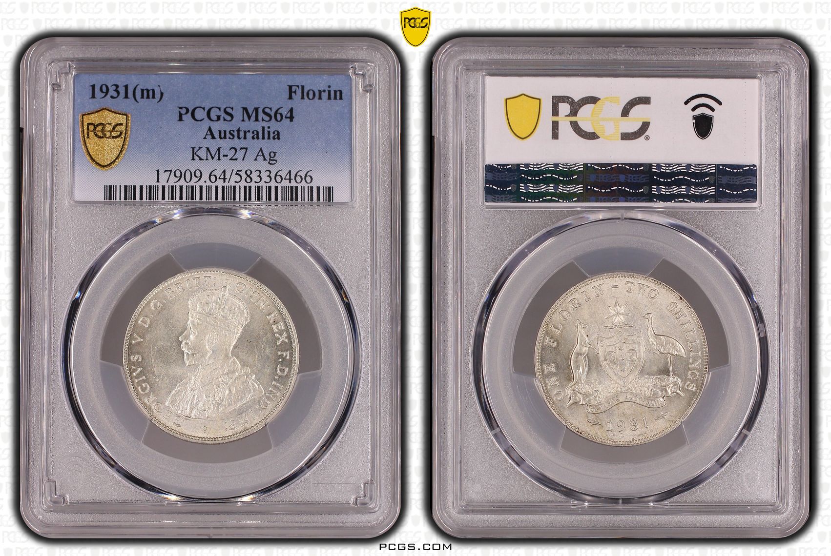 George V, Florin, 1931, PCGS MS64