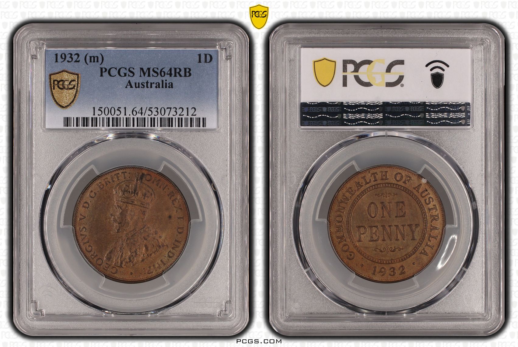 George V, Penny, 1932, PCGS MS64RB
