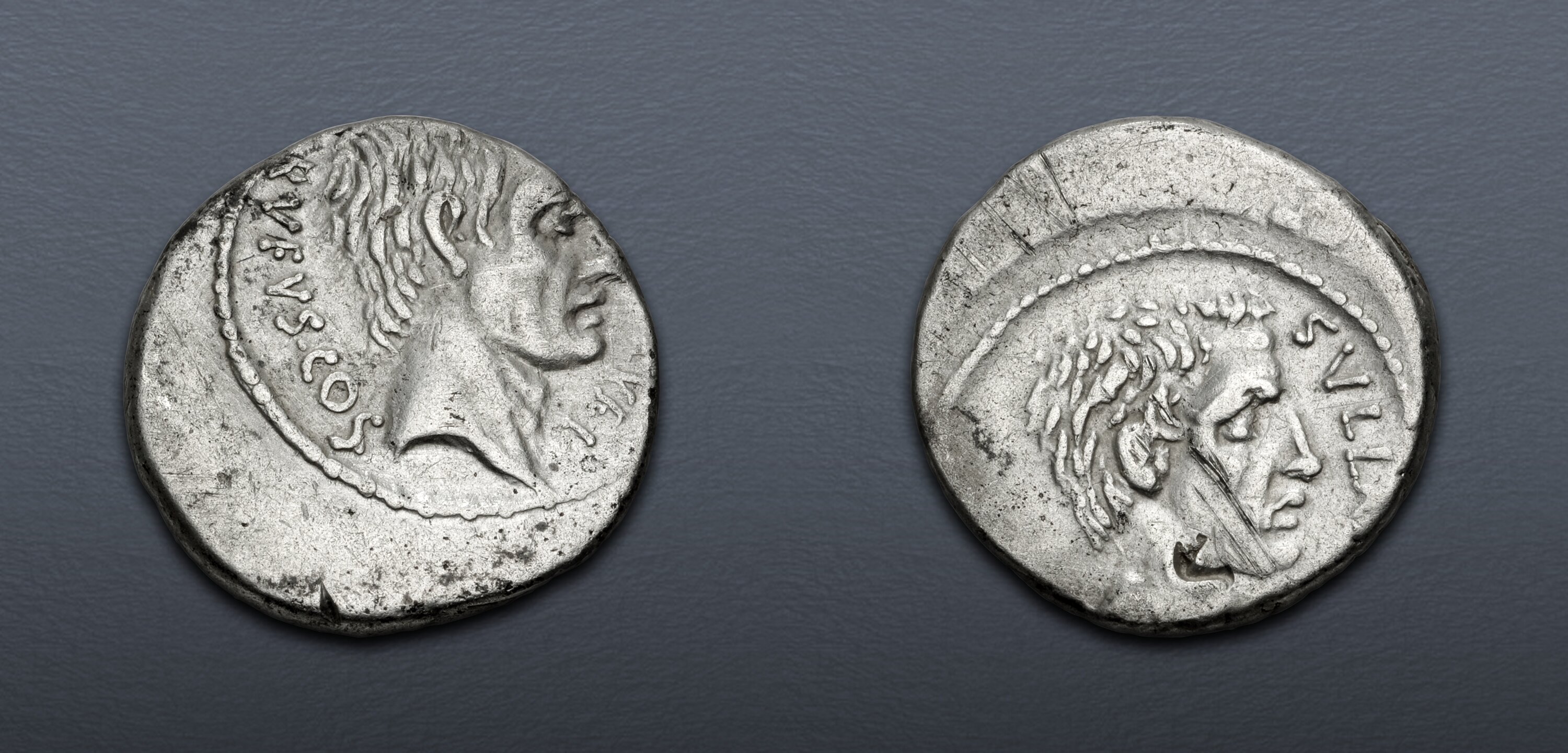 Q. Pompeius Rufus. 54 BC. AR Denarius (17.5mm, 3.93 g, 6h). Rome mint ...