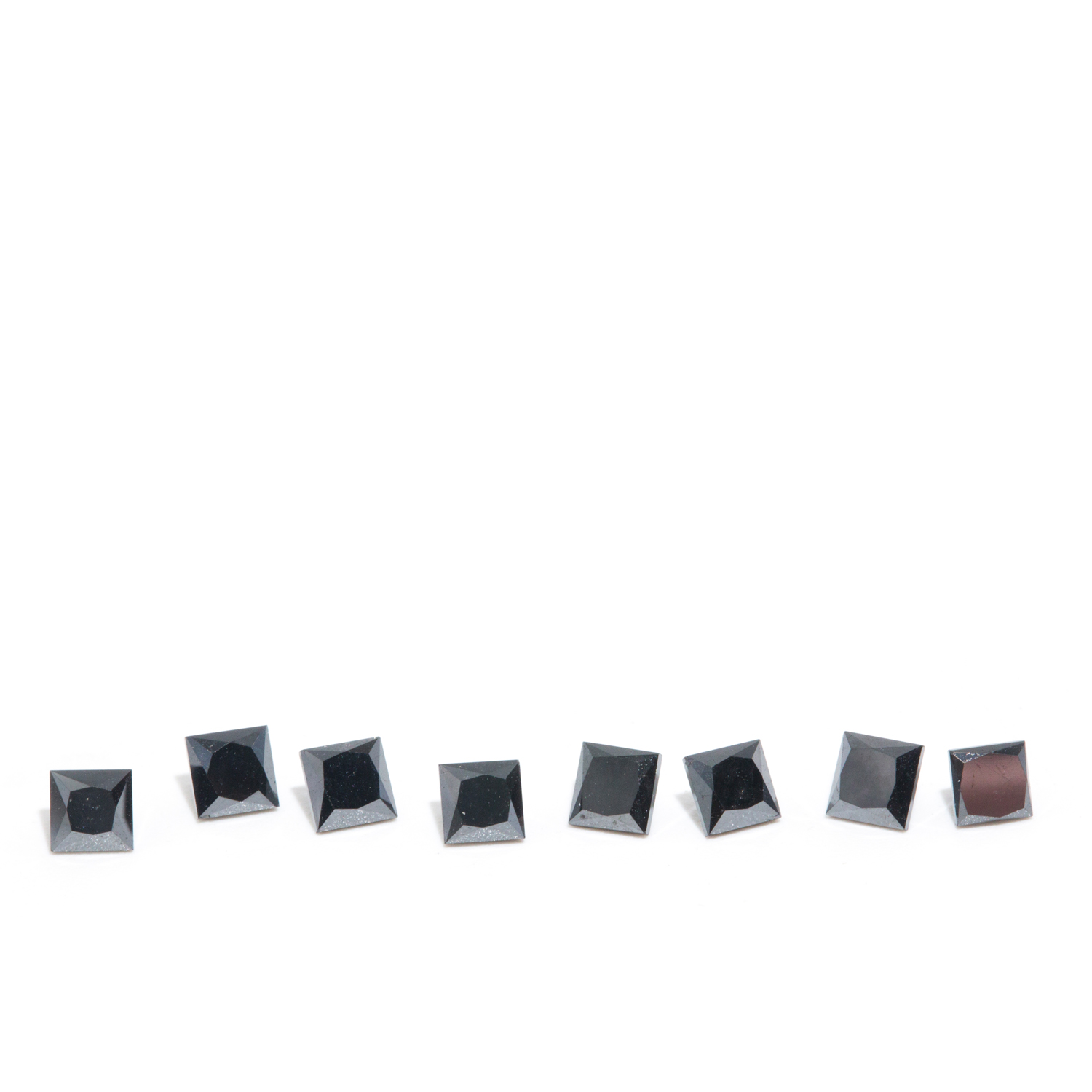2.82 Carats of Princess Cut Black Diamonds