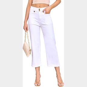 ALLABREVE WOMEN'S WIDE LEG JEANS HIGH WAISTED STRETCHY STRAIGHT LEG JEANS BUTTONED LOOSE DENIM PANTS WITH POCKET WHITE,8