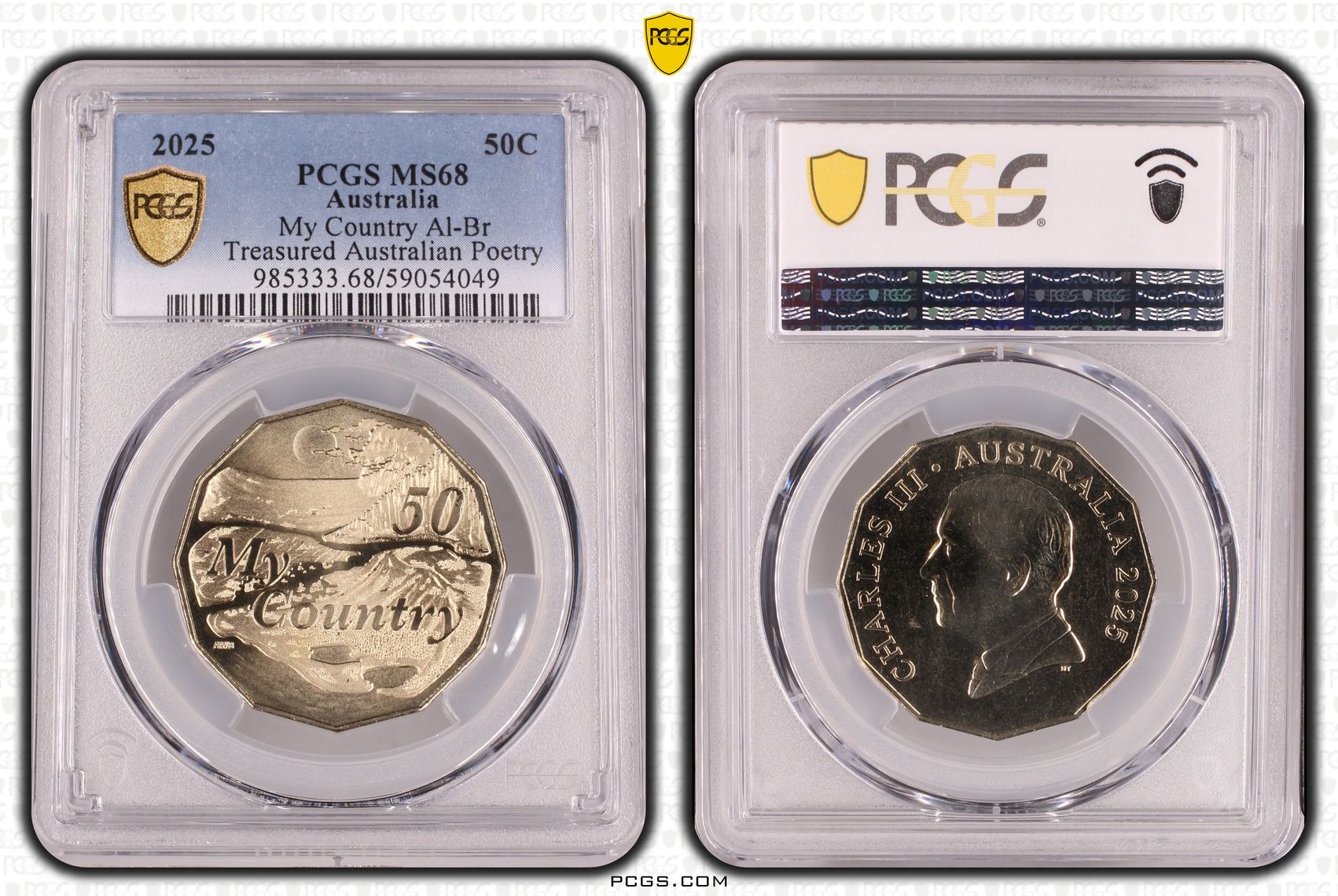 My Country Al-Br Treasured Australian Poetry, Fifty Cent, 2025, PCGS MS68