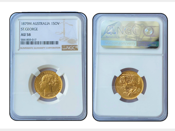 1879 VICTORIA YOUNG HEAD MELBOURNE MINT GOLD SOVEREIGN NGC AU58