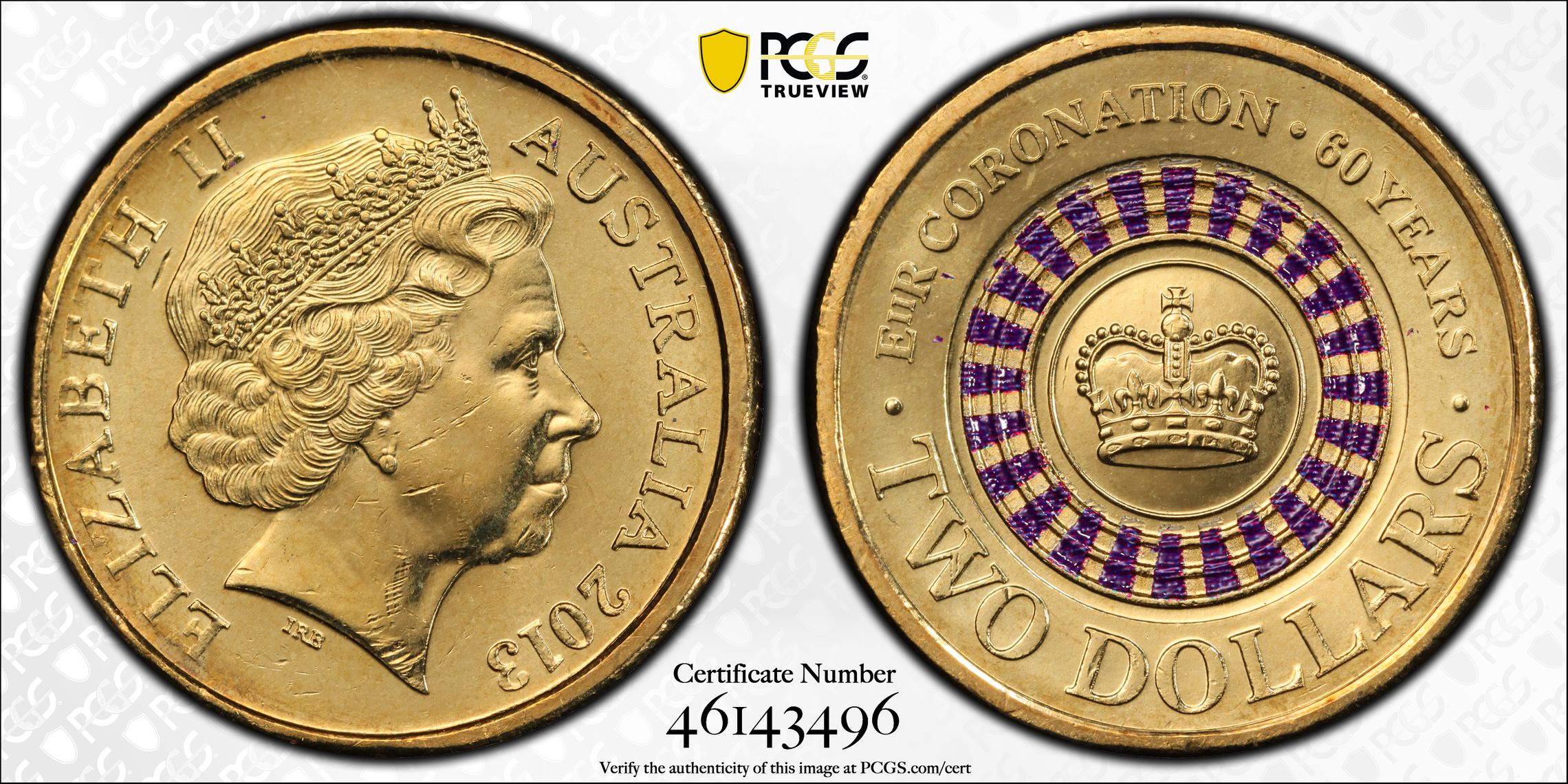 Coronation Colorized, Two Dollar, 2013, PCGS MS64