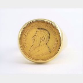 1/10 OZ KRUGER RAND YELLOW GOLD RING 11.26G