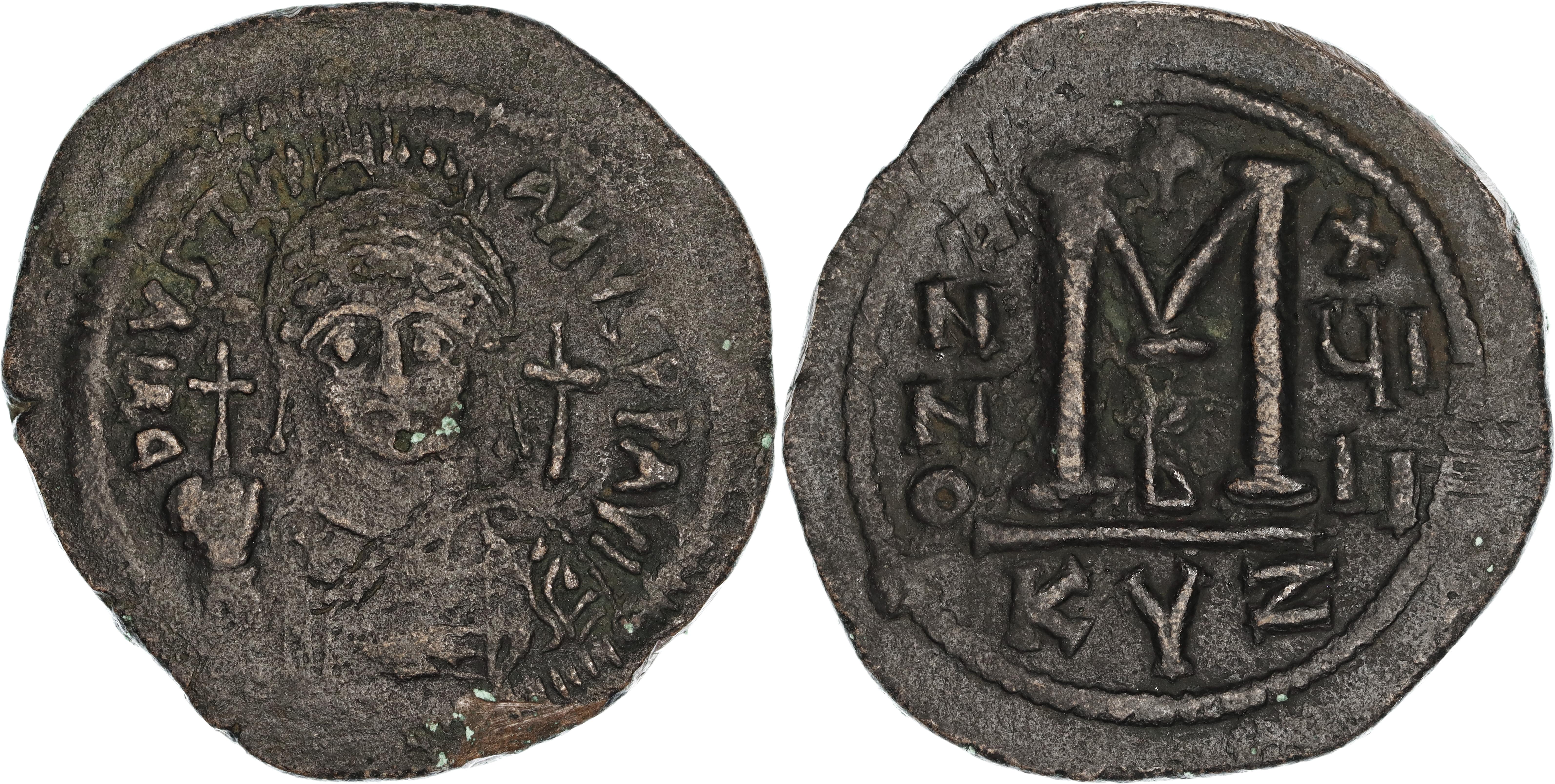 Byzantine Empire, Justinian I, Æ Follis, 544-545 AD, VF