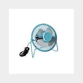 USB Mini Desk Fan - 4 Inch - Metal - Blue-50582/22706 B1 (S6)