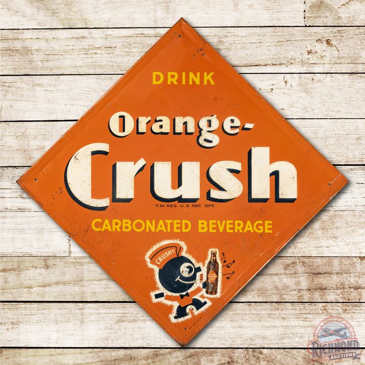 58" Drink Orange Crush w/ Crushy Diamond Tin Sign
