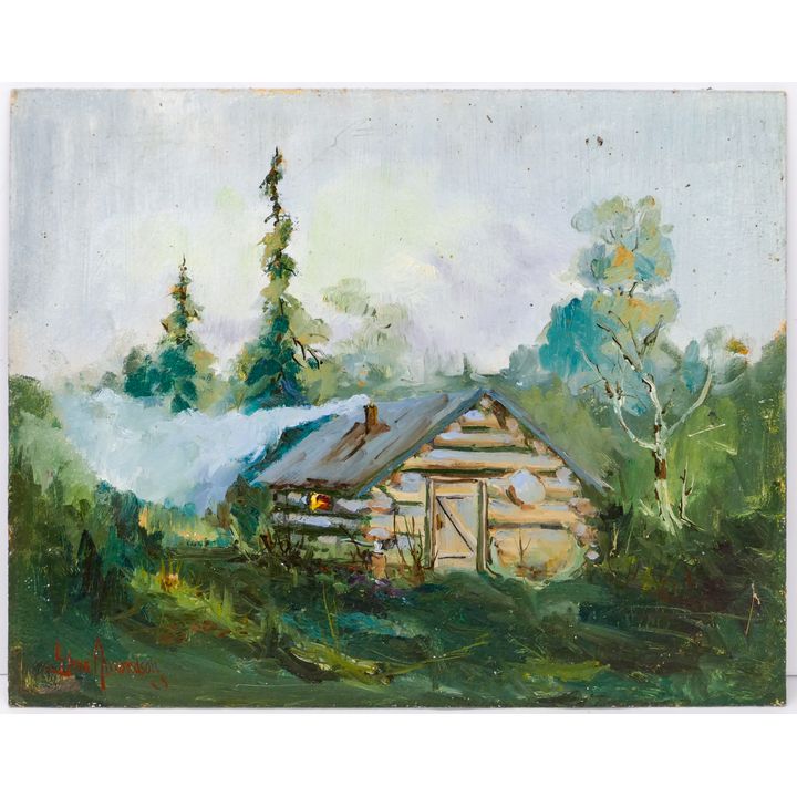 Gene Amondson ''Log Cabin'' Oil on Masonite 16''x20''