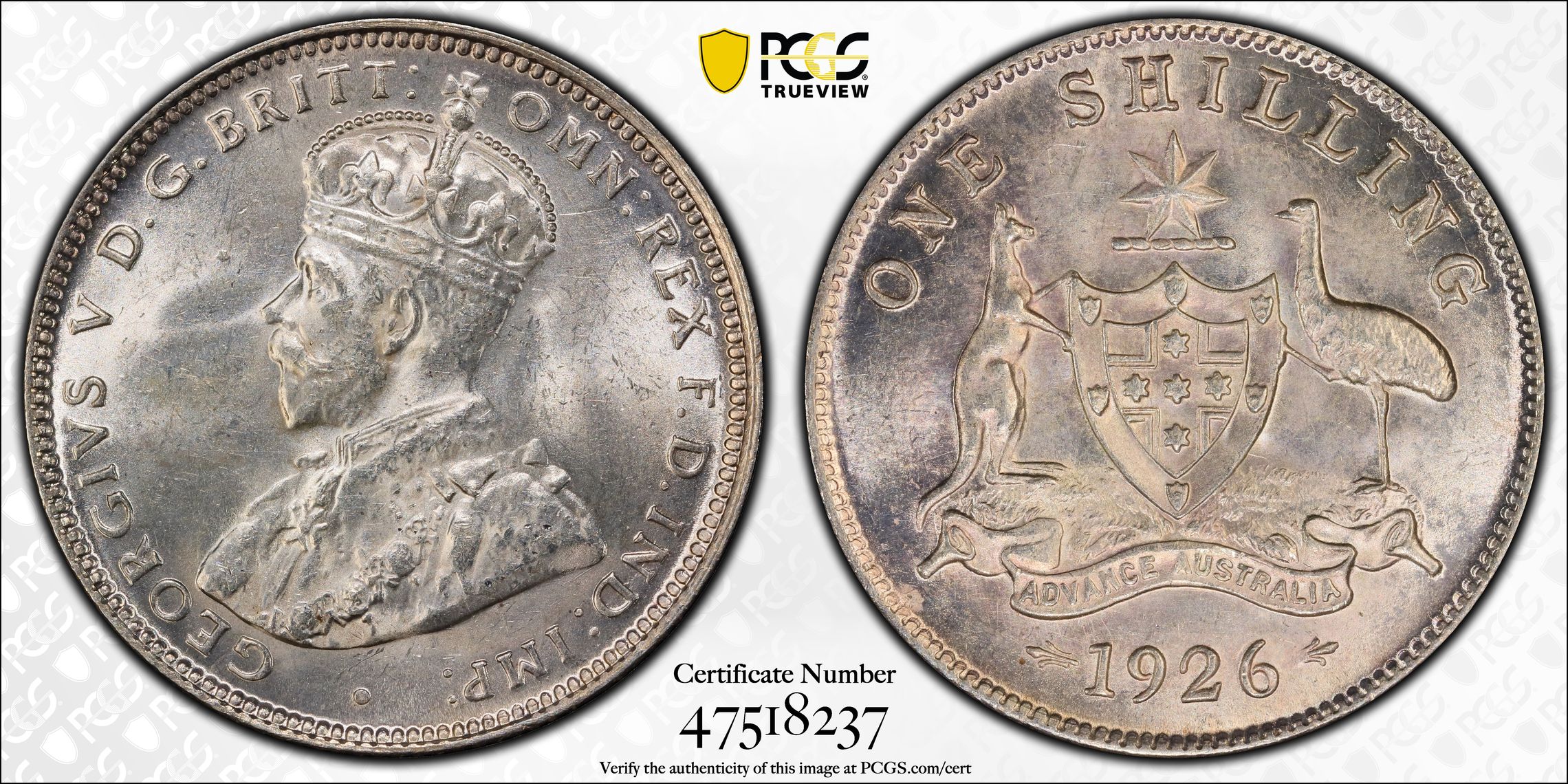 Shilling, 1926(m&sy), PCGS MS 64